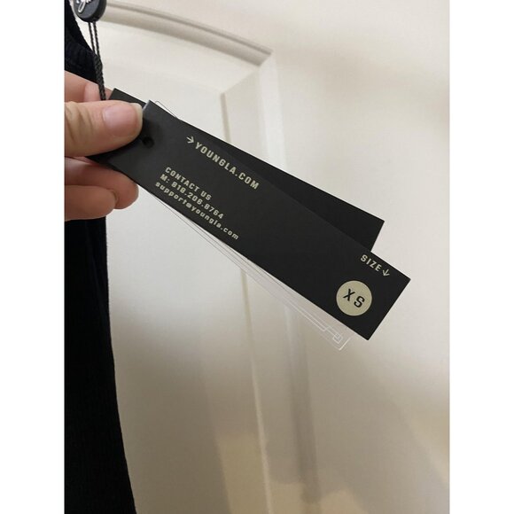 YoungLA Lover Girl Dress Womens XS Black Ribbed Maxi Tank Adjustable Bodycon - Picture 3 of 5